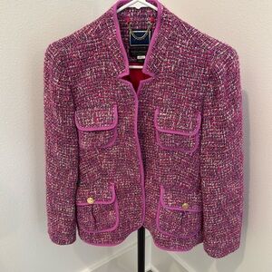 J. Crew. Pink  Tweed Blazer Size 16 Made in Italy